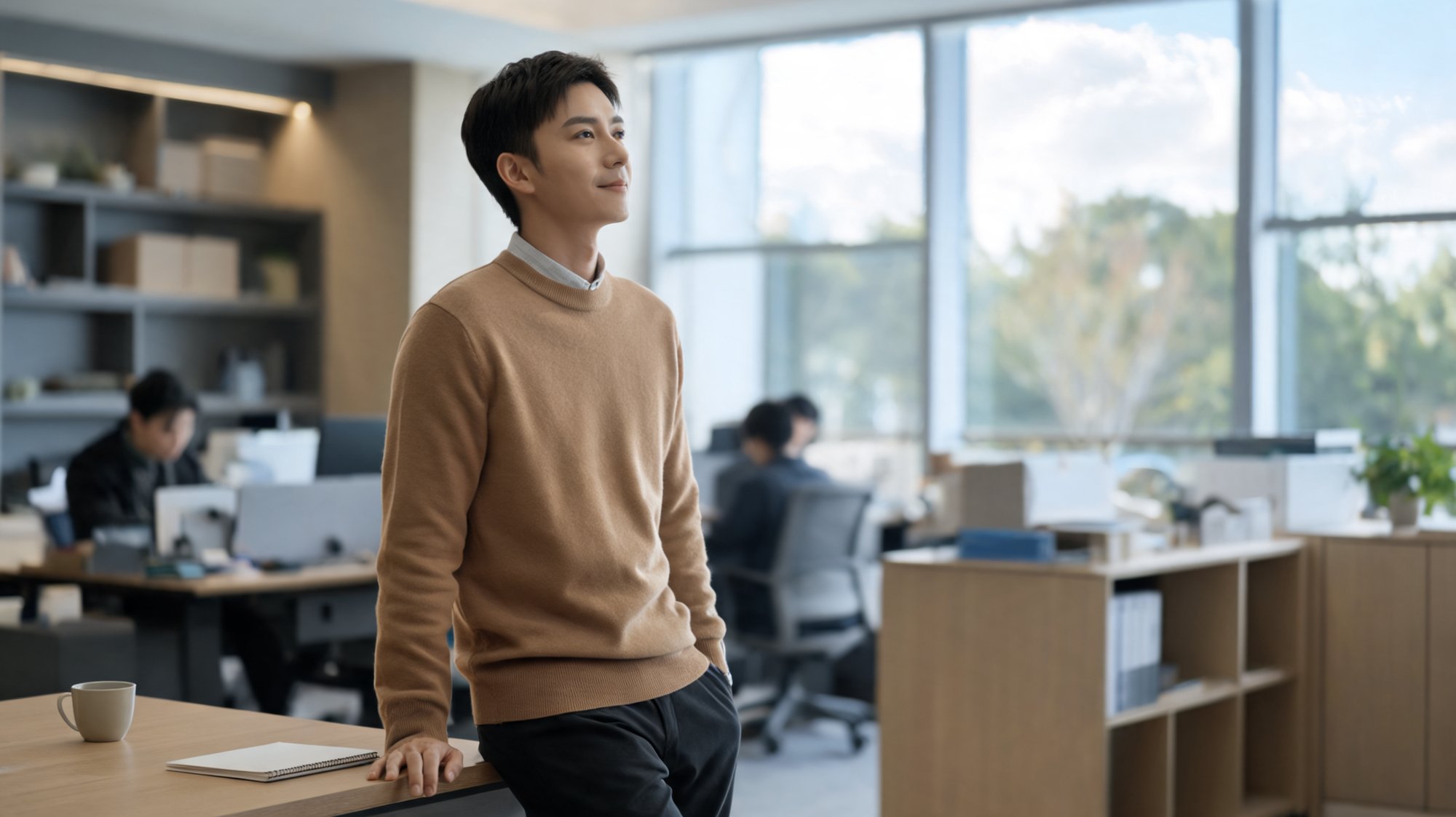 An e-commerce operations lead standing calmly in a bright modern office, conveying confident control over post-purchase logistics.