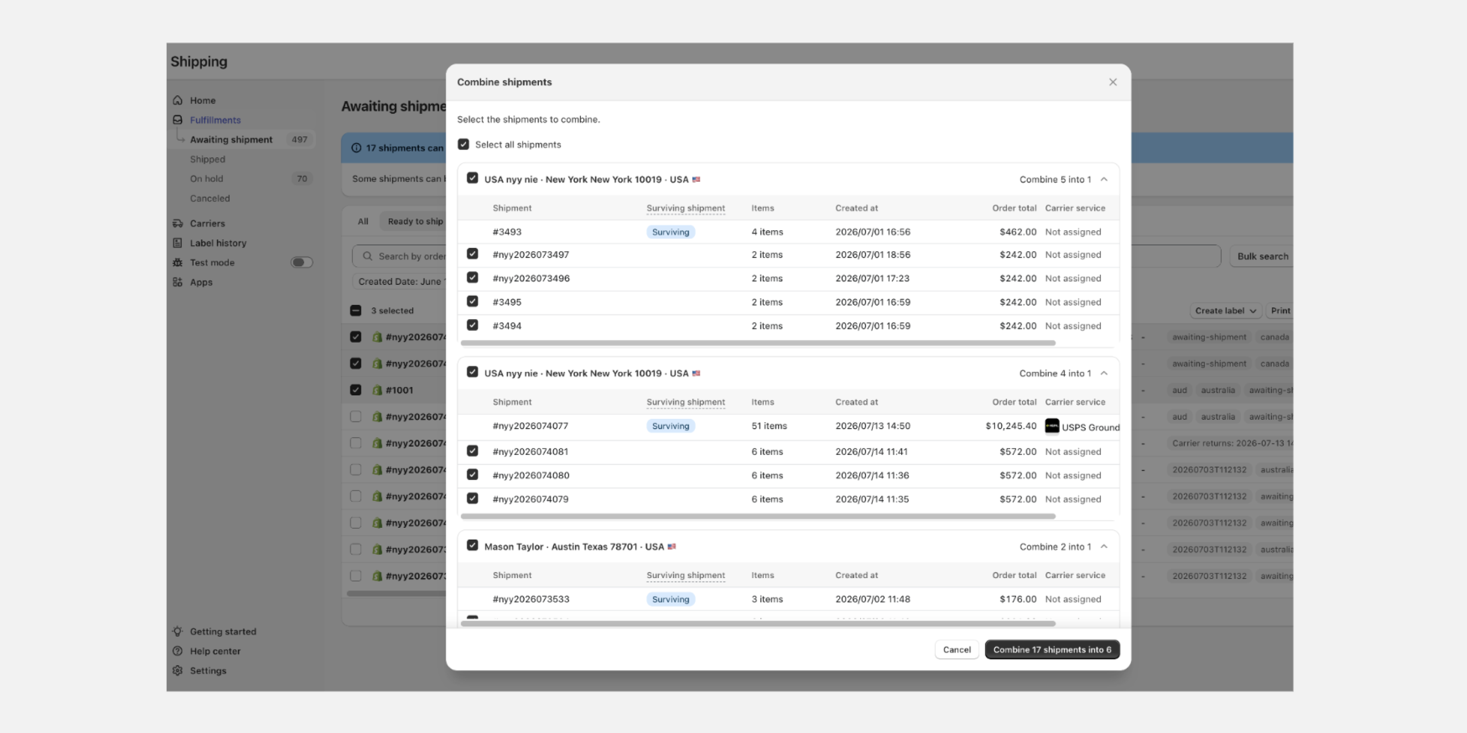 Advanced shipment management