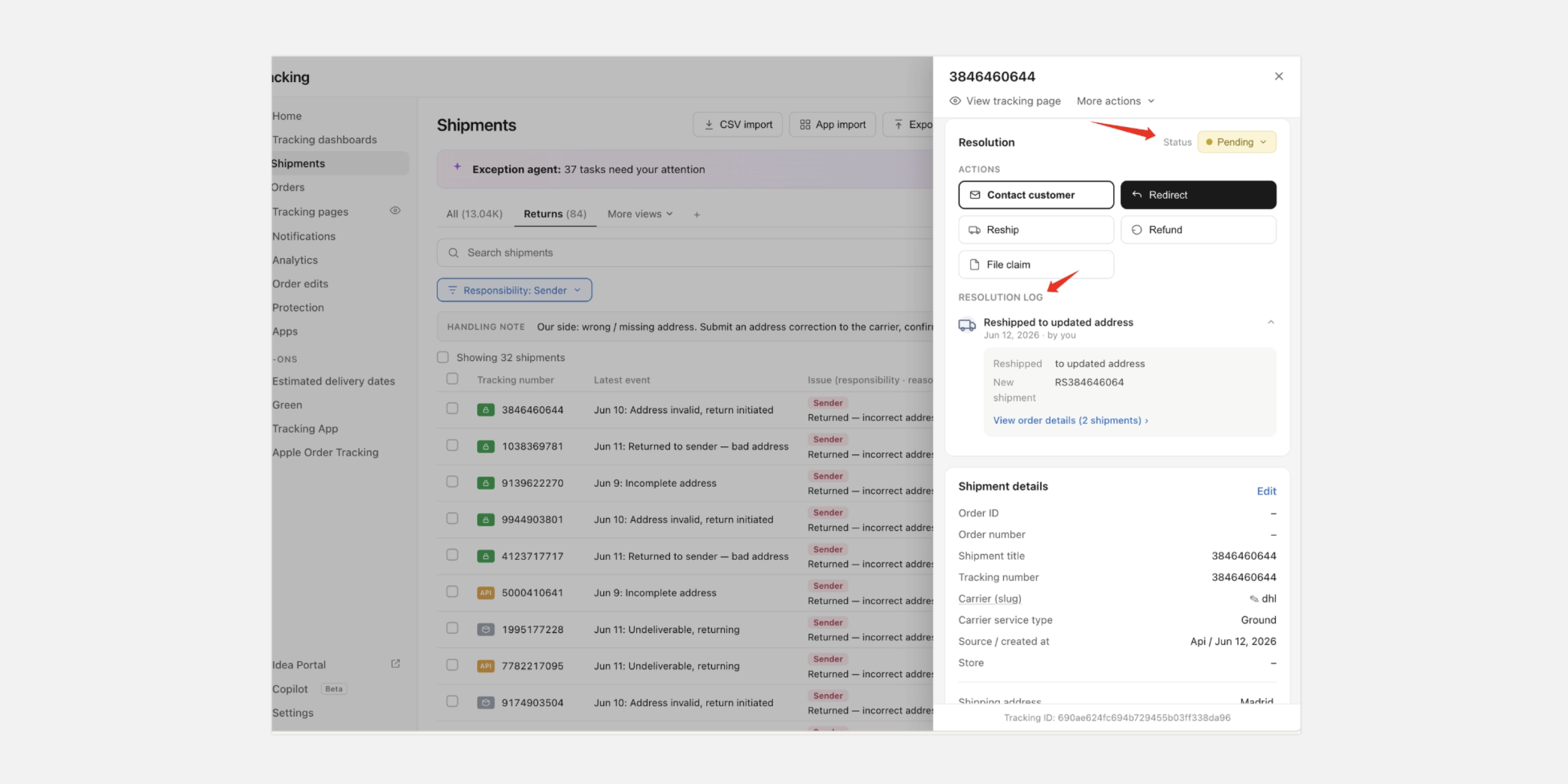 Proactive exception management