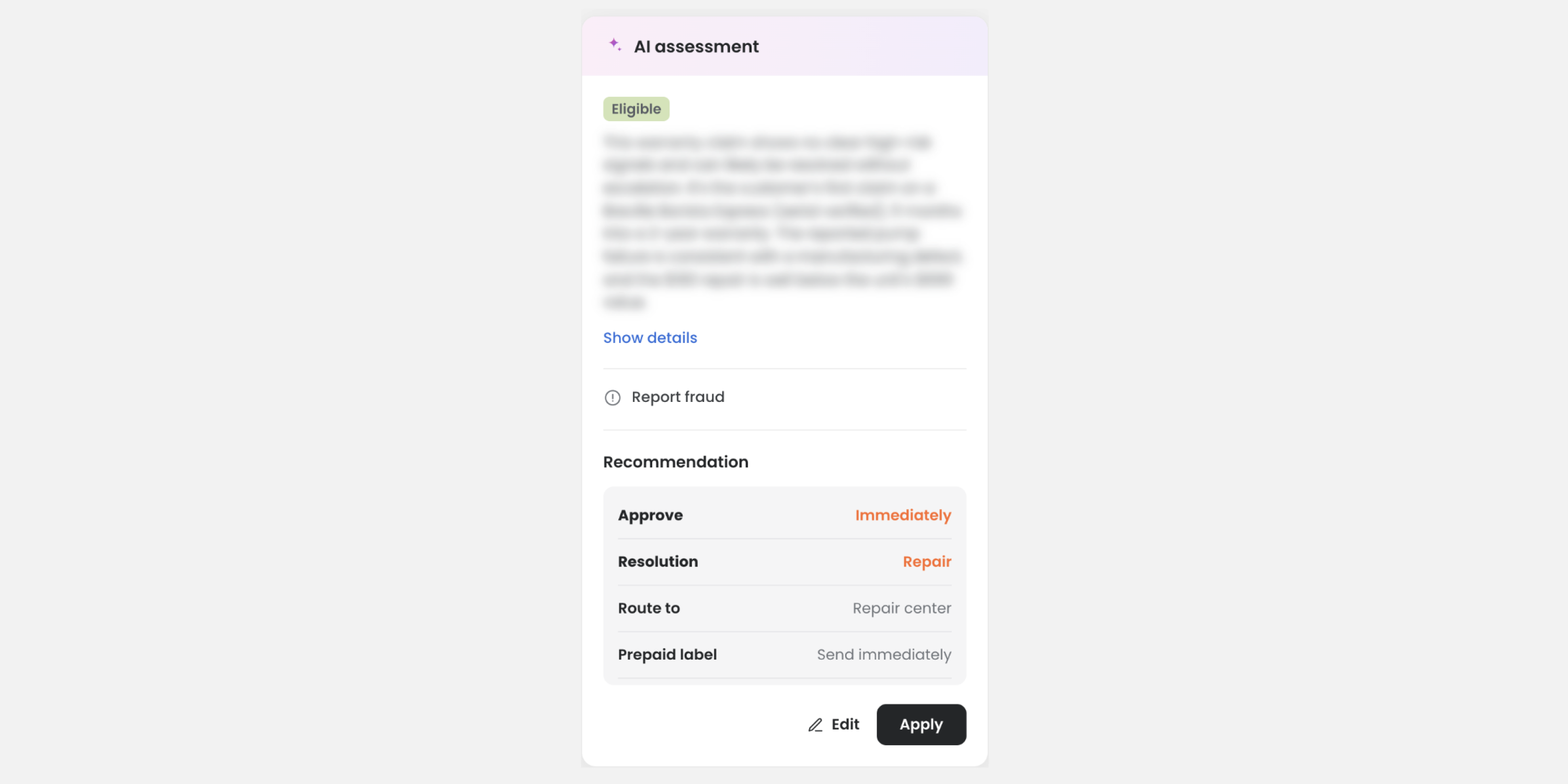 Warranty automation and review AI