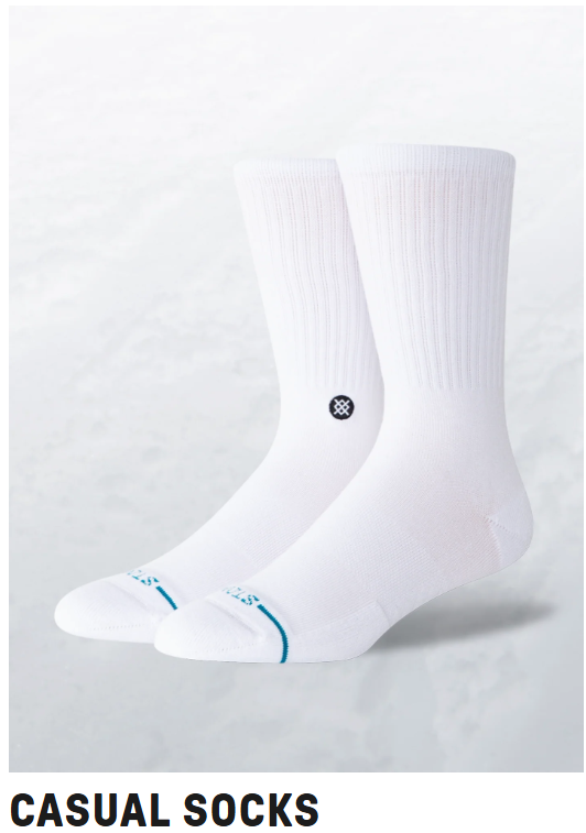 ```html
<img src="image.png" alt="Pair of white casual socks with ribbed pattern and small logo on the side.">
```