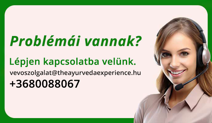 Customer support banner with smiling woman wearing headset, Hungarian contact info, email and phone +3680088067.
