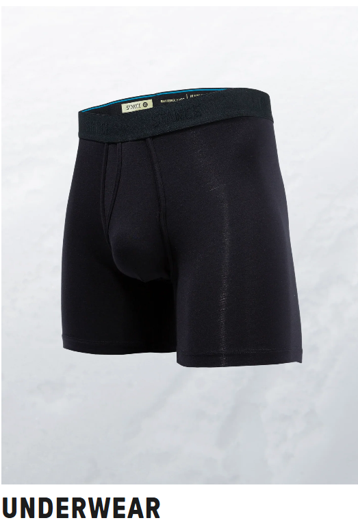 ```html
<img src="image.png" alt="Black boxer briefs with a waistband label, displayed against a light background. Text reads 'Underwear' at the bottom." />
```