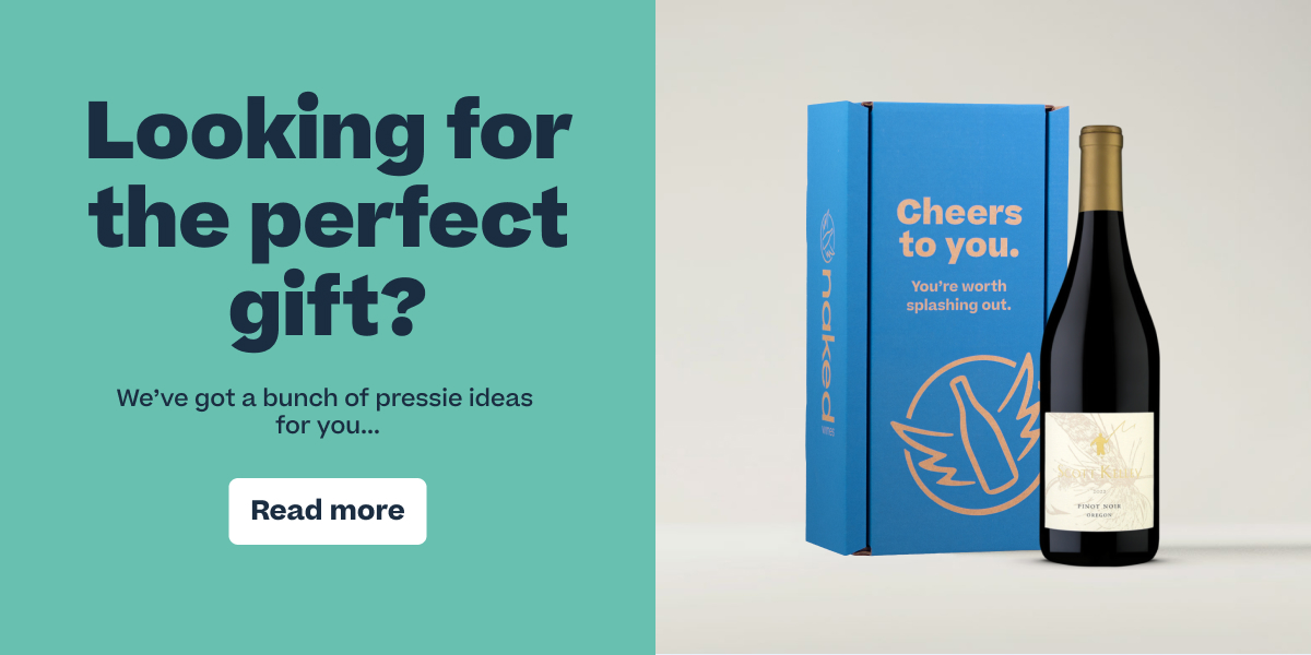 ```html
<img src="image.jpg" alt="Advertisement featuring a wine bottle and gift box. Text reads 'Looking for the perfect gift? We've got a bunch of pressie ideas for you...' and 'Cheers to you. You're worth splashing out.' Button says 'Read more'." />
```