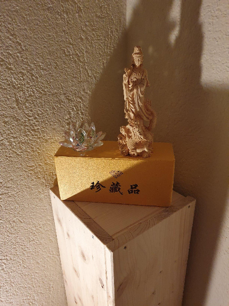 仏像 木彫り 龍に乗った観音様