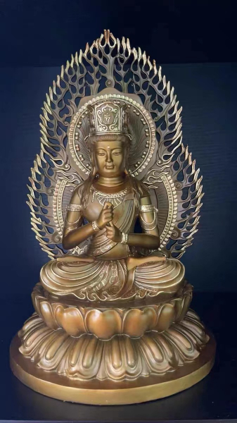 念珊閣仏像】極上彫り 仏像 銅製 大日如来 銅像 坐像 6寸