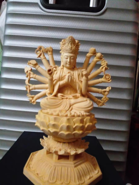 極上彫刻 木彫り仏像 准胝観音菩薩 七倶胝仏母像 天人丈夫観音